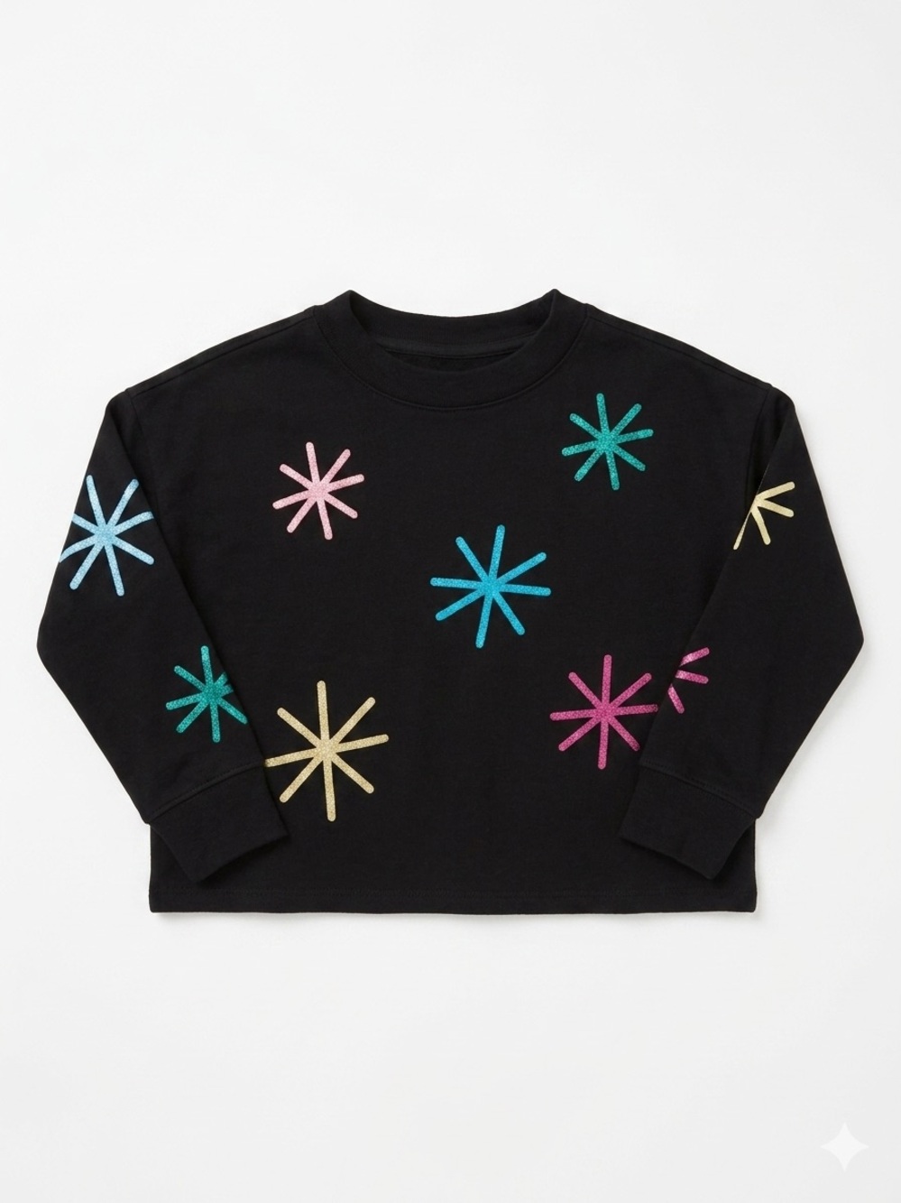GAP Kids Girls' Black Starburst Sweatshirt - Colorful Sparkle Size S (6/7)